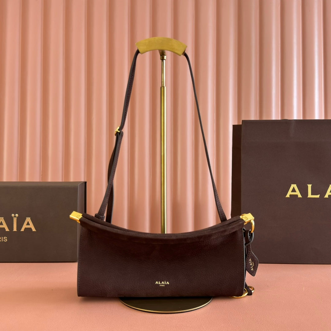 Alaia Le Click East West Small Bag 25cm Dark Brown mix Burgundy Cowhide