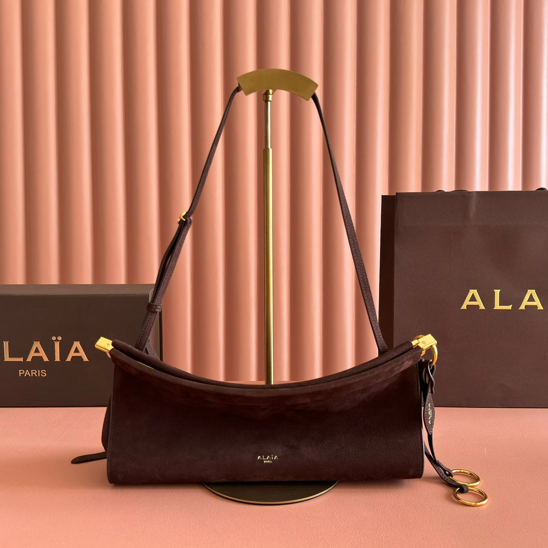 Alaia Le Click East West Medium Bag 30cm Dark Brown mix Burgundy Cowhide