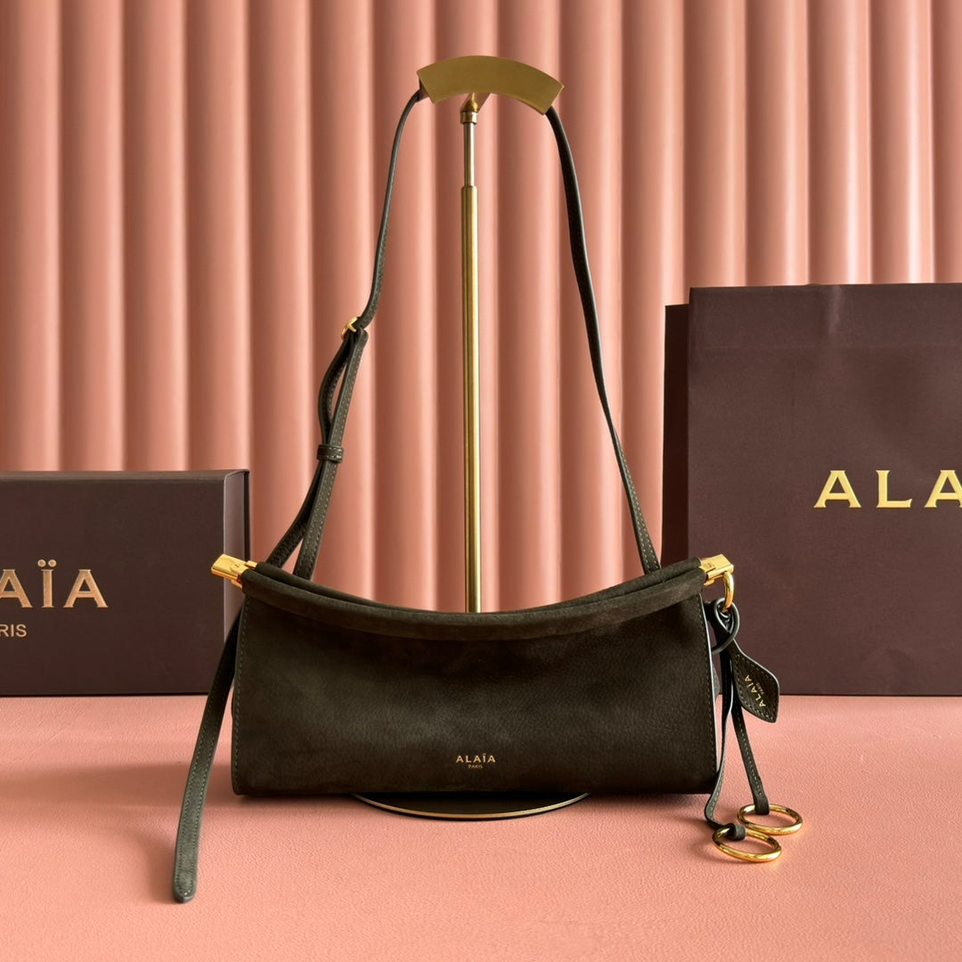 Alaia Le Click East West Small Bag 25cm Olive Green Cowhide