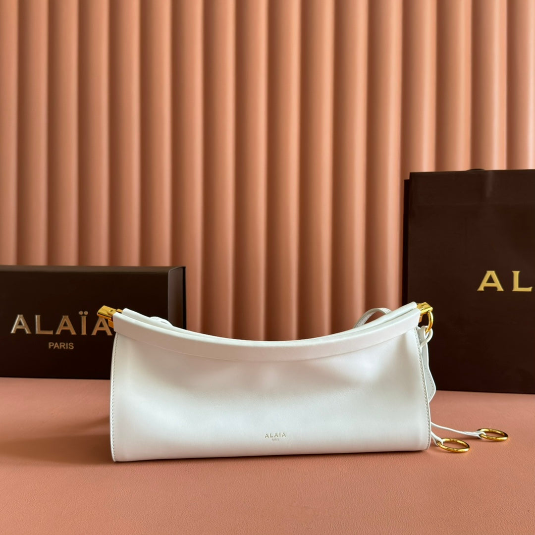 Alaia Le Click East West Medium Bag 30cm White Calfskin