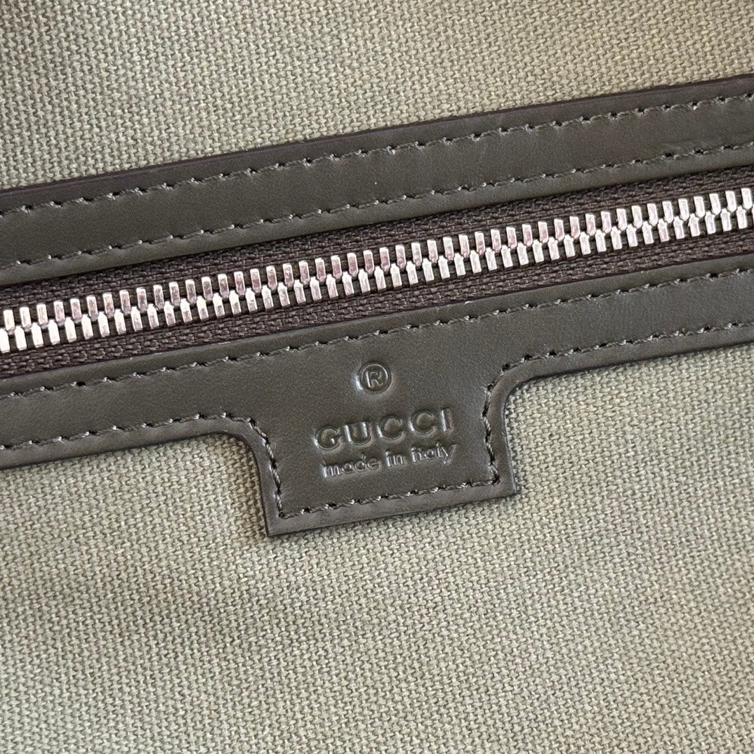 GG Monogram Medium-Sized Travel Bag Forest Green Fabric