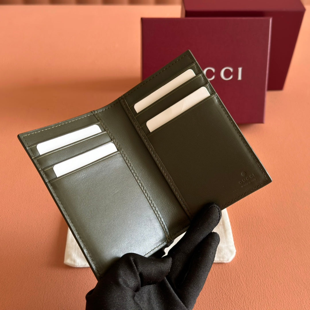 GG Monogram Long Card Case Forest Green Fabric