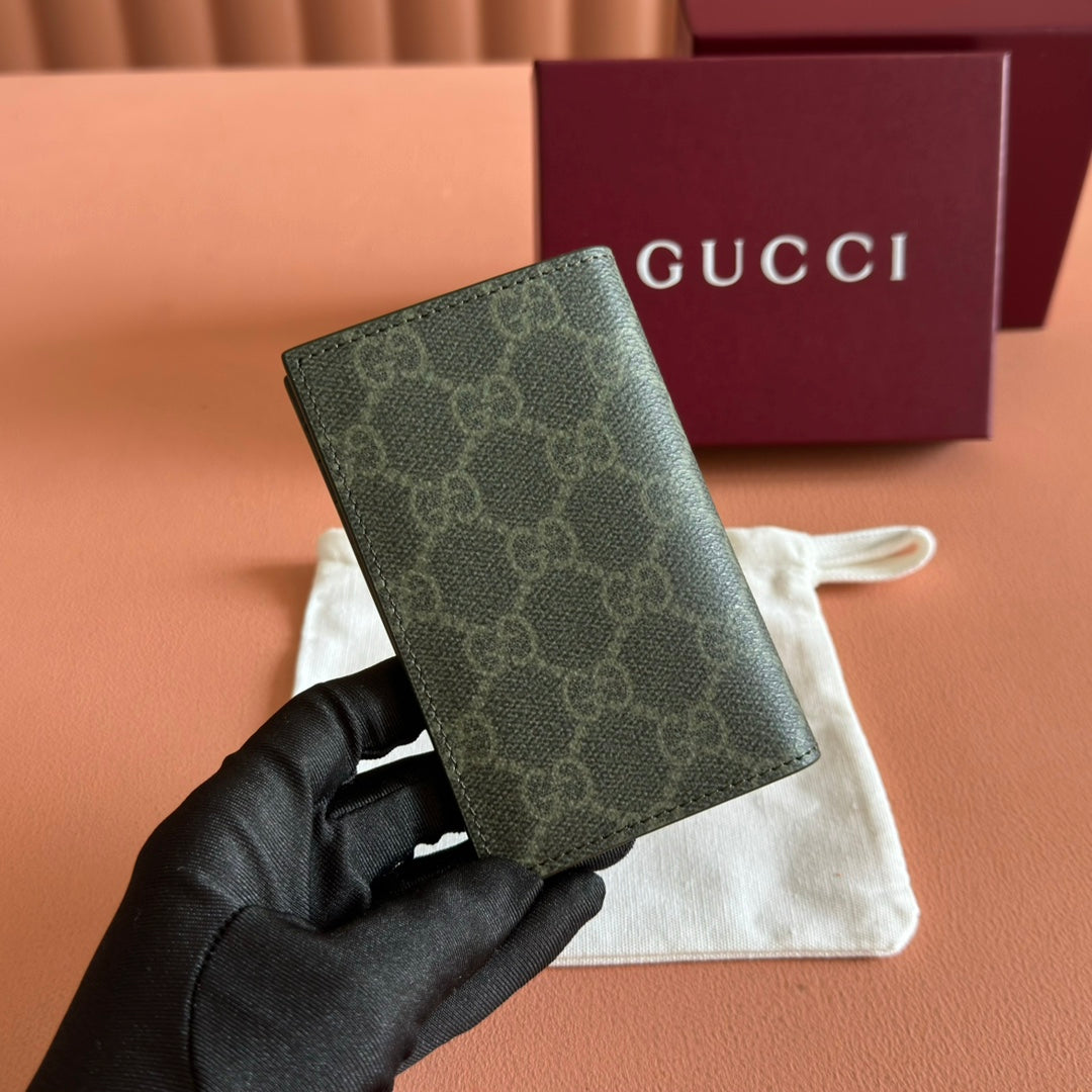 GG Monogram Long Card Case Forest Green Fabric