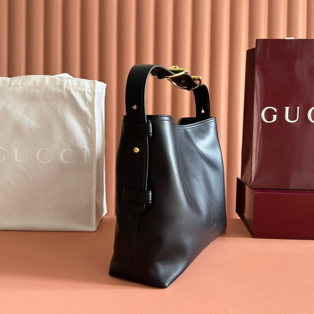 GG Beatrix Large Tote Bag Black Smooth Leather GHW 272128