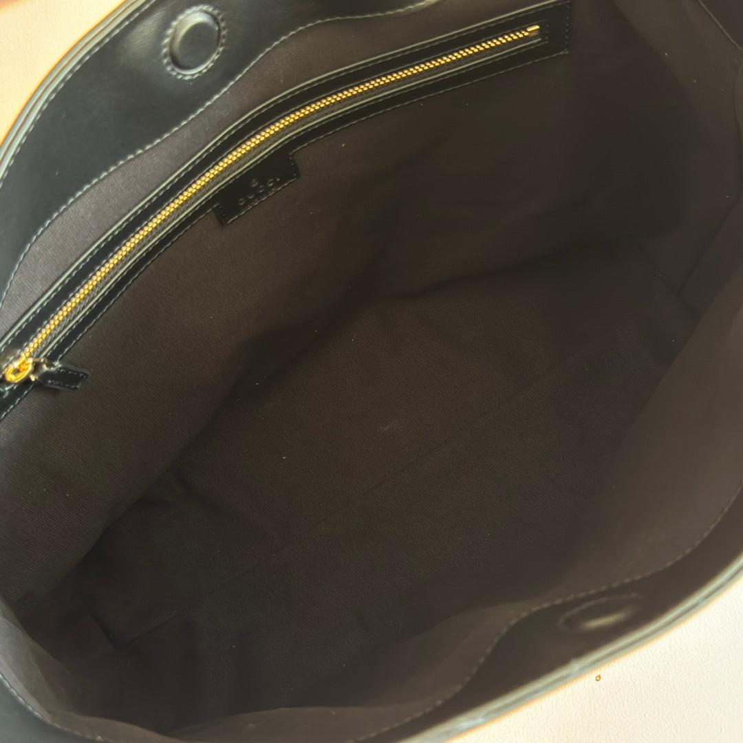 GG Beatrix Large Tote Bag Black Smooth Leather GHW 272128