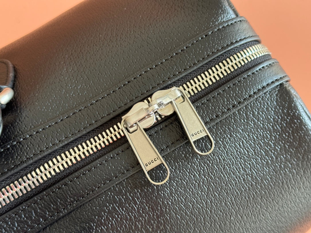 GG Savoy Medium Duffle Bag Black Leather