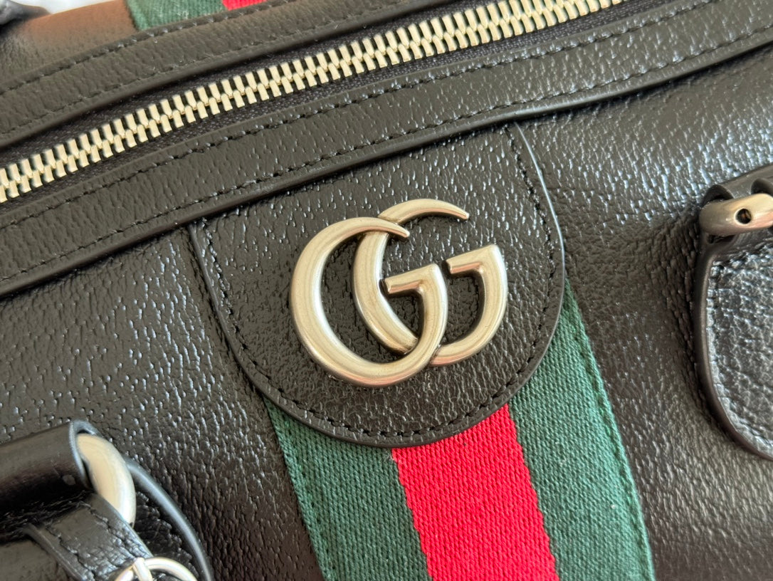 GG Savoy Medium Duffle Bag Black Leather