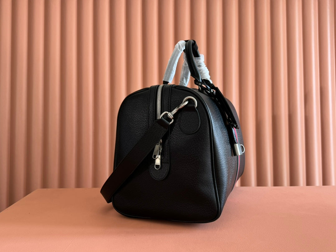 GG Savoy Medium Duffle Bag Black Leather