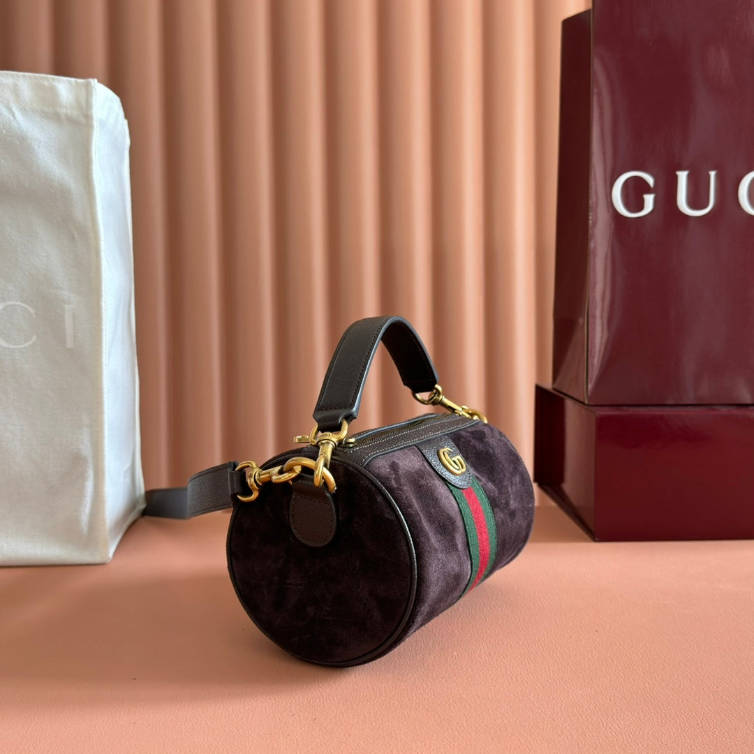 GG AW 25 Ophidia Mini Bag 18.5 Dark Brown Suede