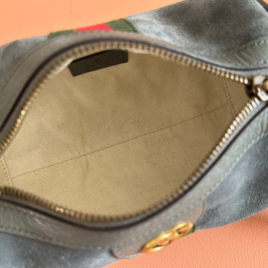 GG AW 25 Ophidia Mini Bag 18.5 Dark Grey Suede