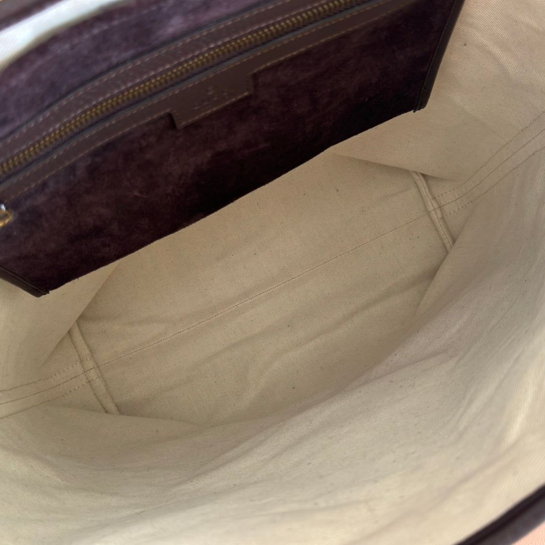 GG FW25 Ophidia Large Tote Bag 30 Dark Burgundy Suede Cowhide