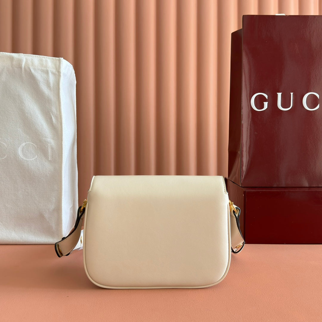 Gucci Horsebit 1955 Small Shoulder Bag White Leather 273708