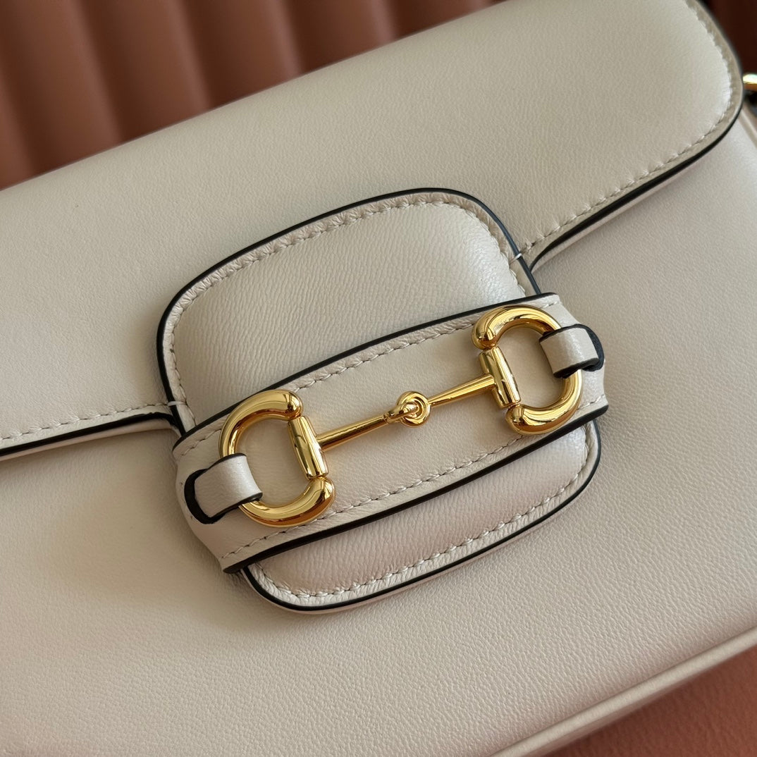 Gucci Horsebit 1955 Small Shoulder Bag White Leather 273708
