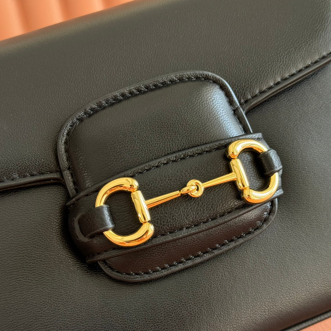 Gucci Horsebit 1955 Small Shoulder Bag Black Leather 273708