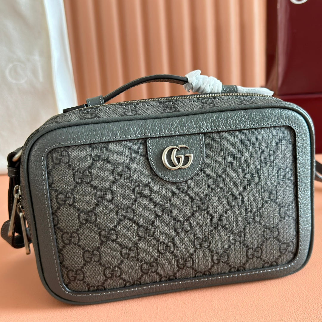 GG Ophidia Small Crossbody Bag Dusty Blue  GG Monogram Fabric 272073