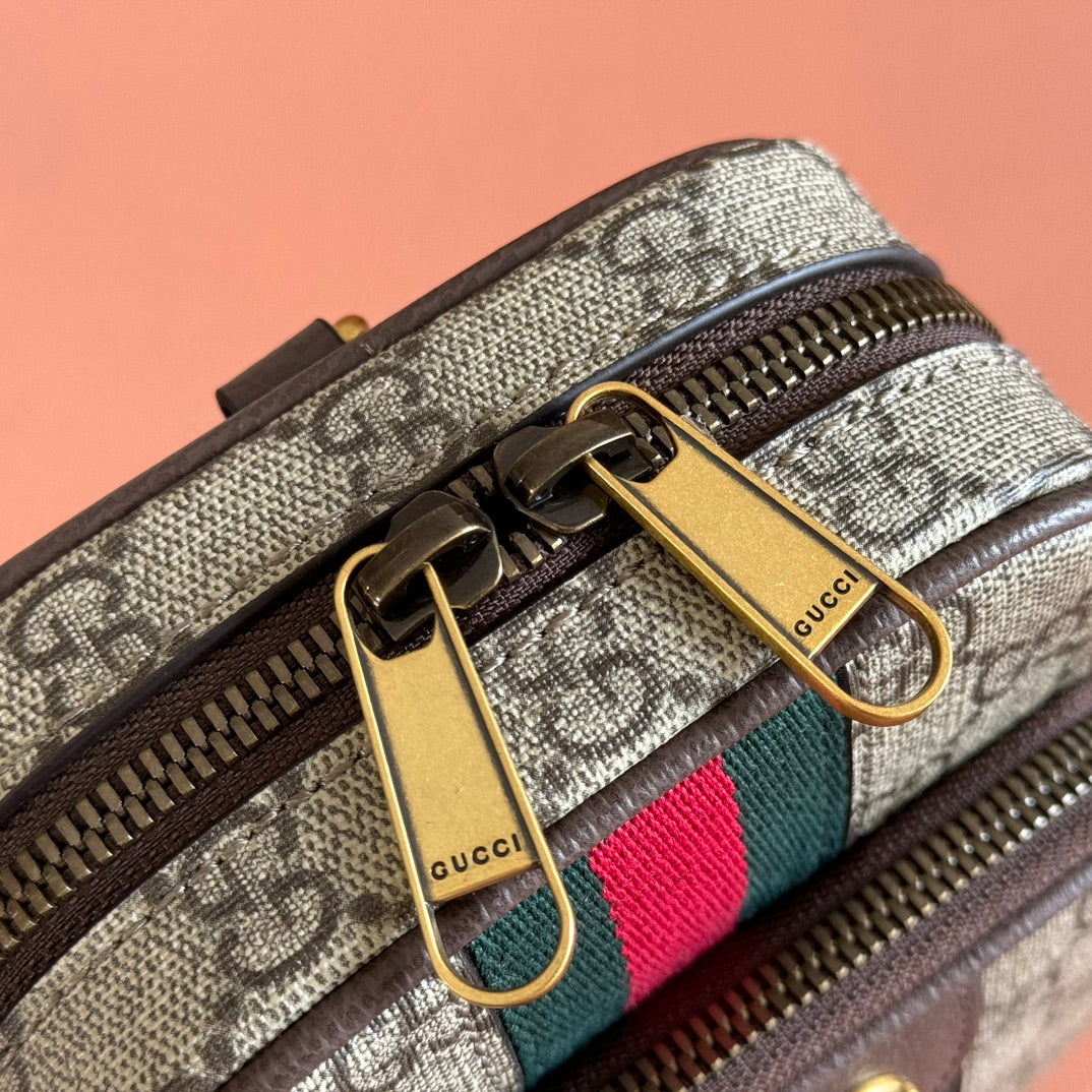 GG Ophidia Mini Messenger Beige& Dark Brown GG Monogram Fabric 272069
