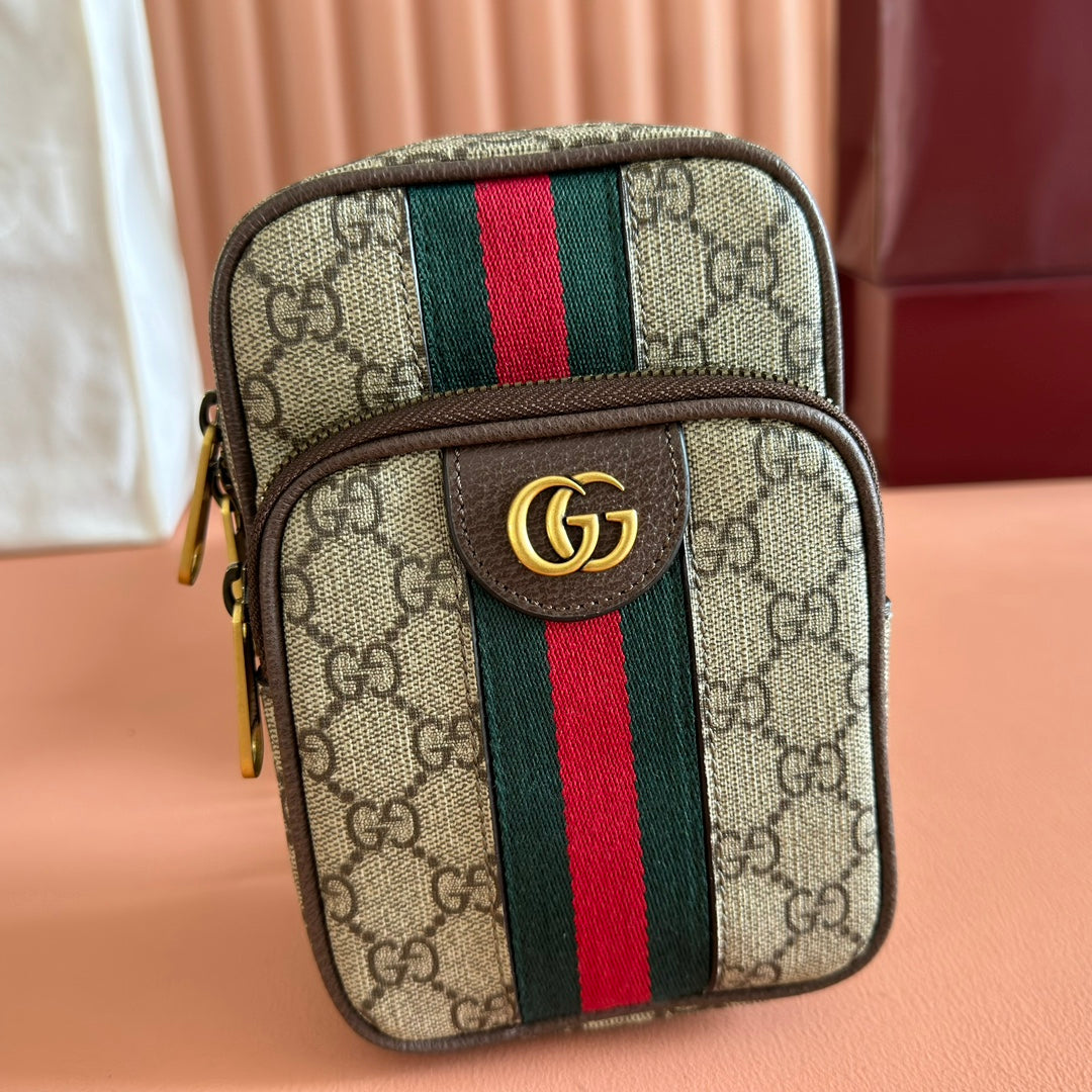 GG Ophidia Mini Messenger Beige& Dark Brown GG Monogram Fabric 272069