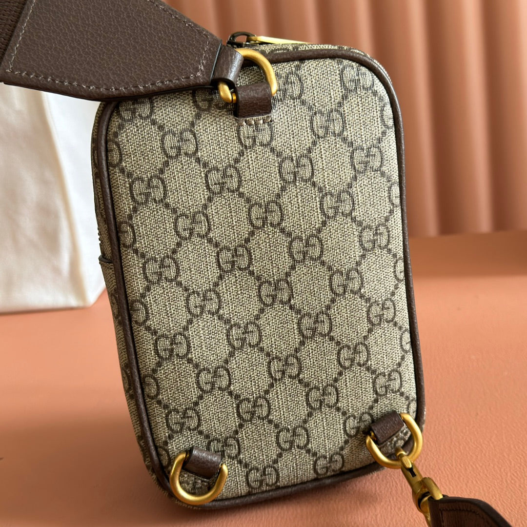 GG Ophidia Mini Messenger Beige& Dark Brown GG Monogram Fabric 272069