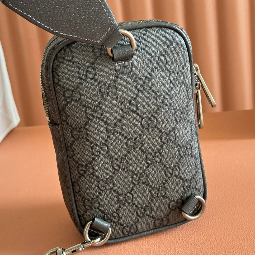 GG Ophidia Mini Messenger Dark Oliver Grey GG Monogram Fabric 272070