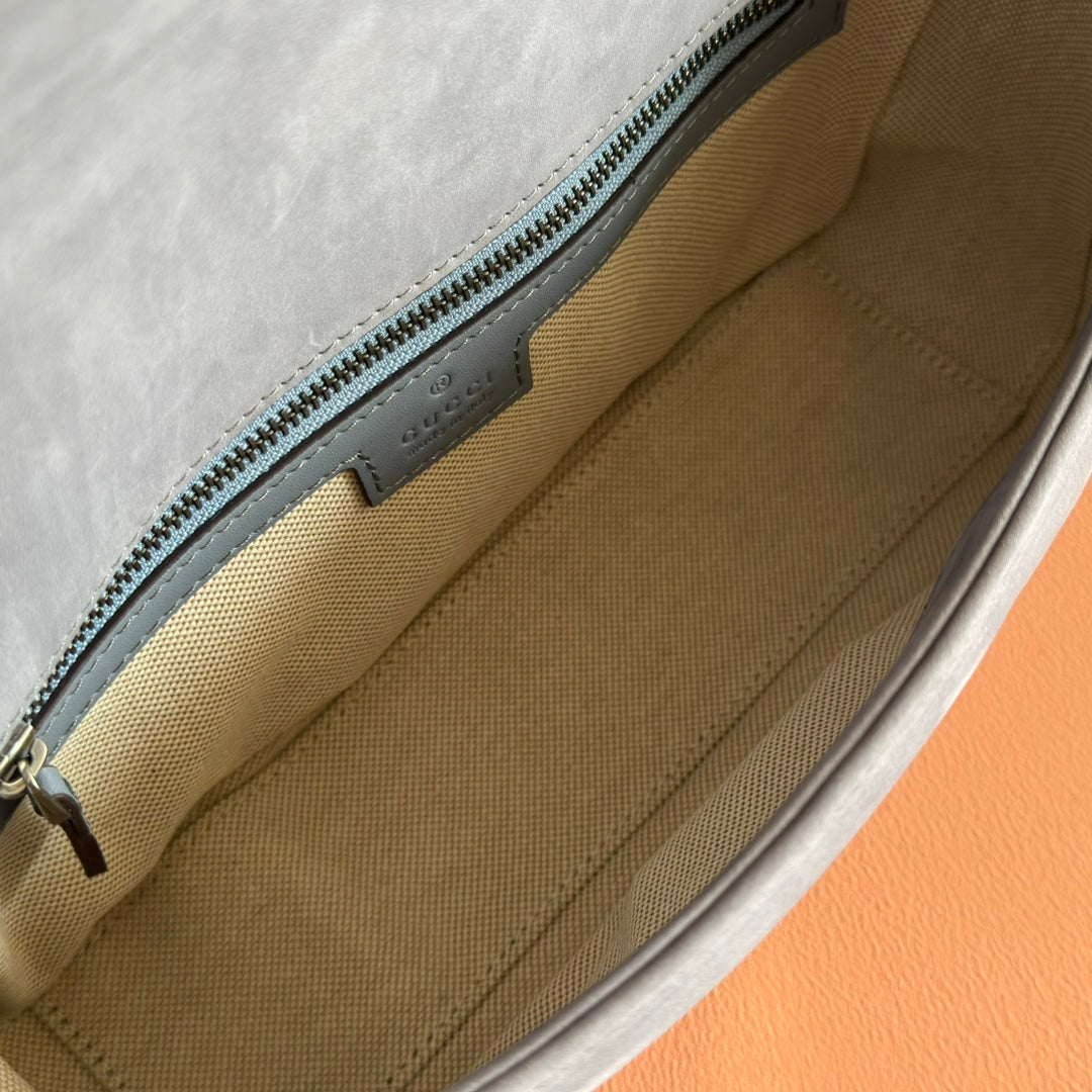 GG Marmont Shoulder Bag Dusty Blue Suede 272093