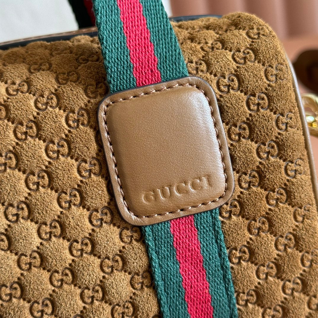 Gucci monogram handbag 20 dark brown suede 271907