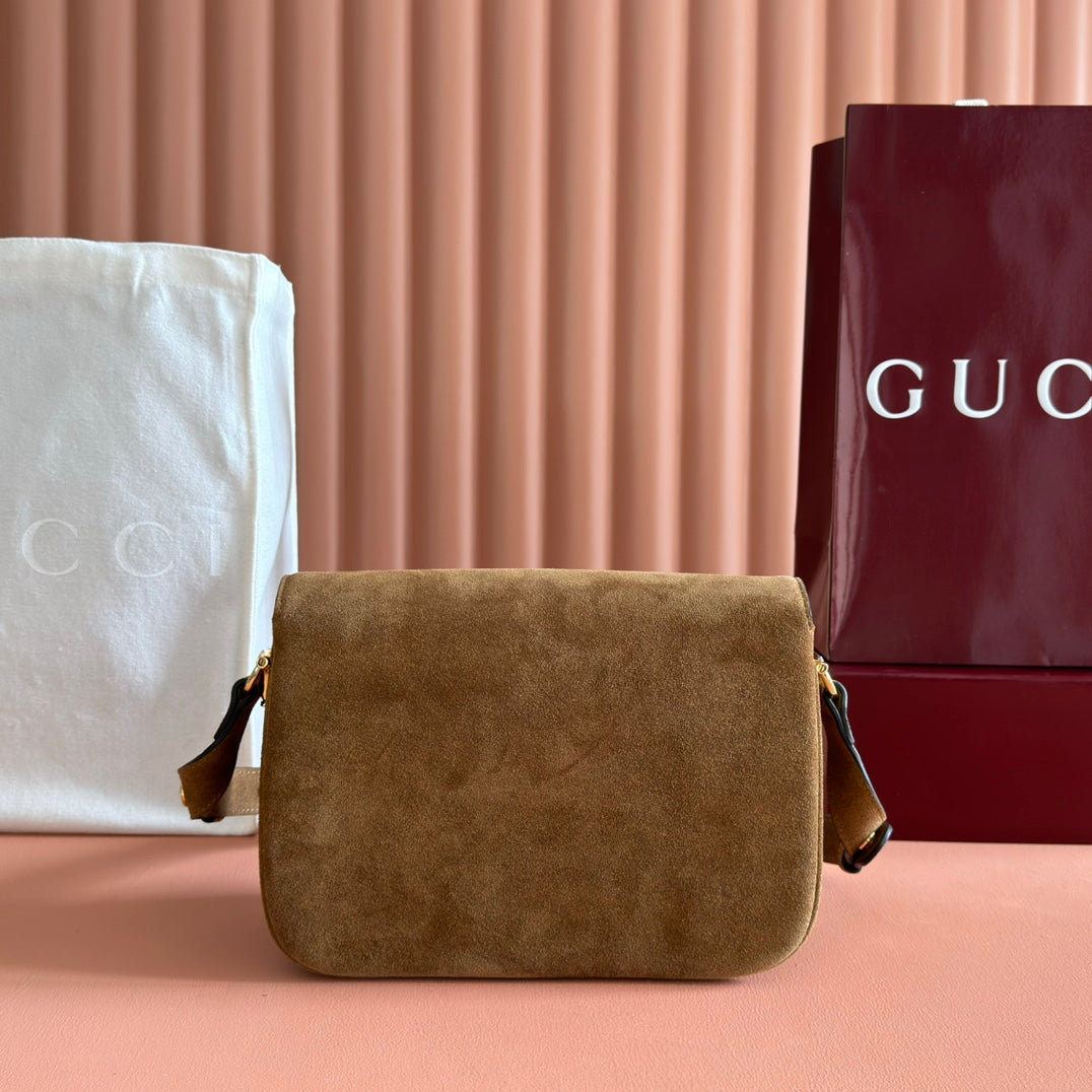 Gucci Horsebit 1955 Handbag 26 Brown Suede 271776