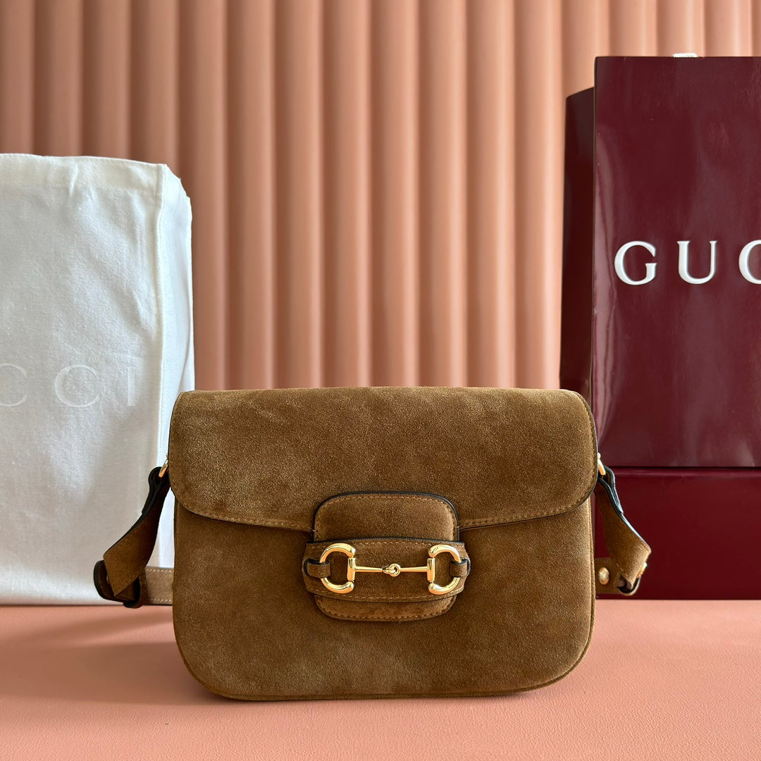 Gucci Horsebit 1955 Handbag 26 Brown Suede 271776