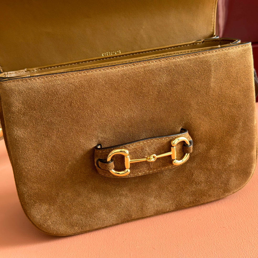 Gucci Horsebit 1955 Handbag 26 Brown Suede 271776