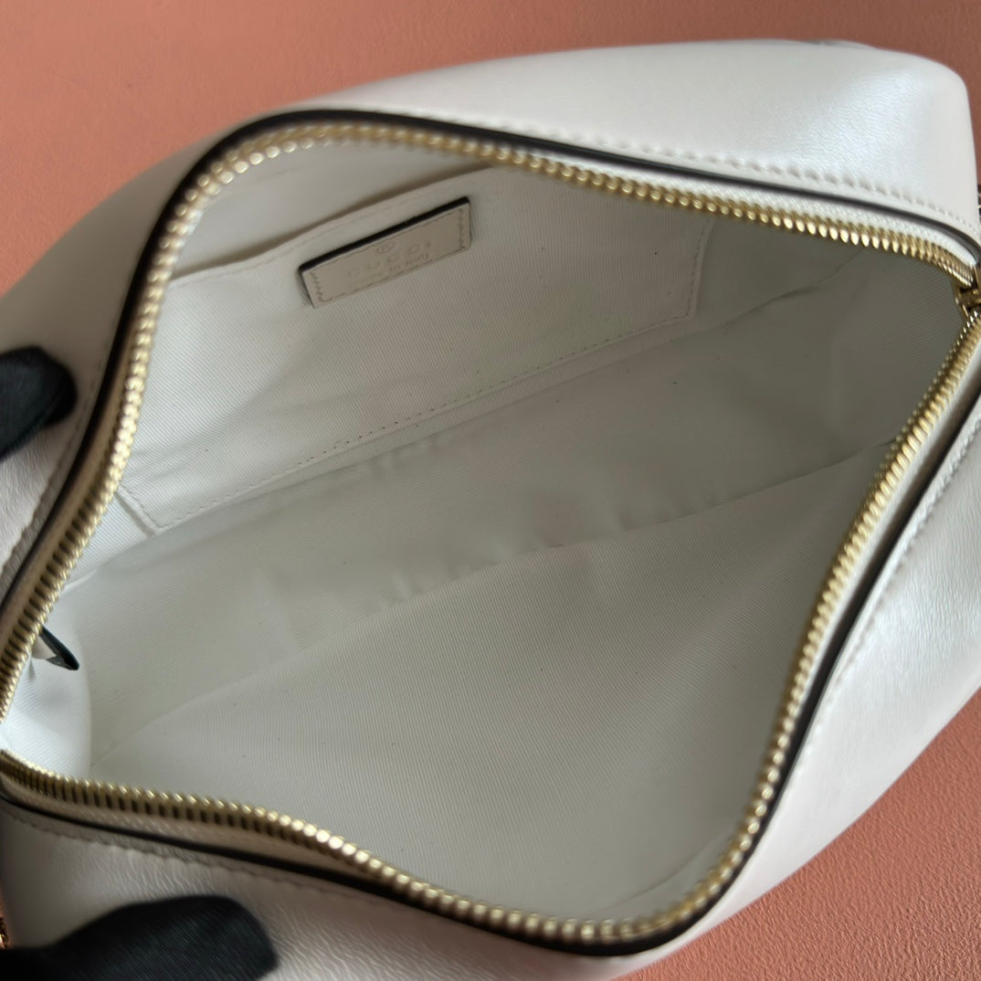 GG 2025 Marmont Bag 24cm White Gold Lambskin 273723