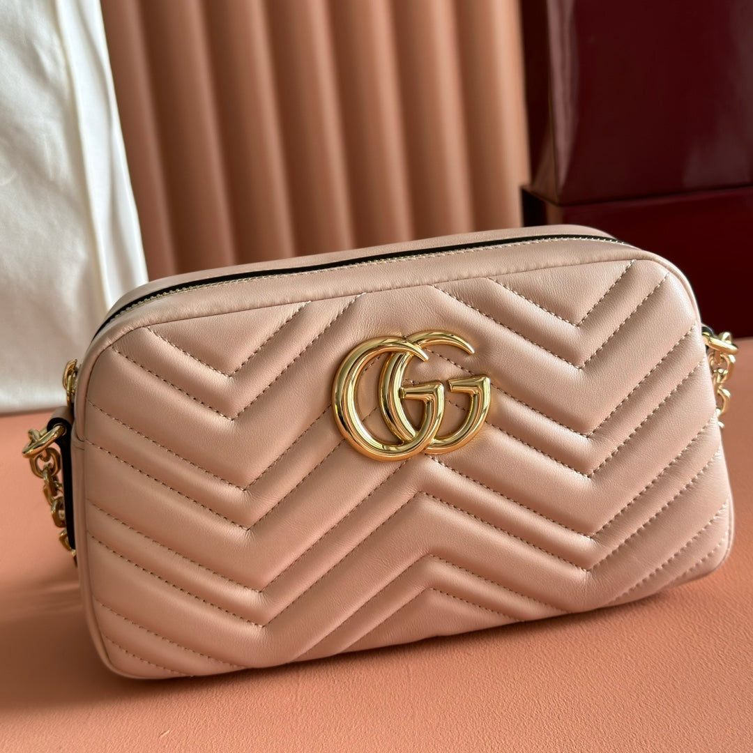 GG 2025 Marmont Bag 24cm Pink Gold Lambskin 273725