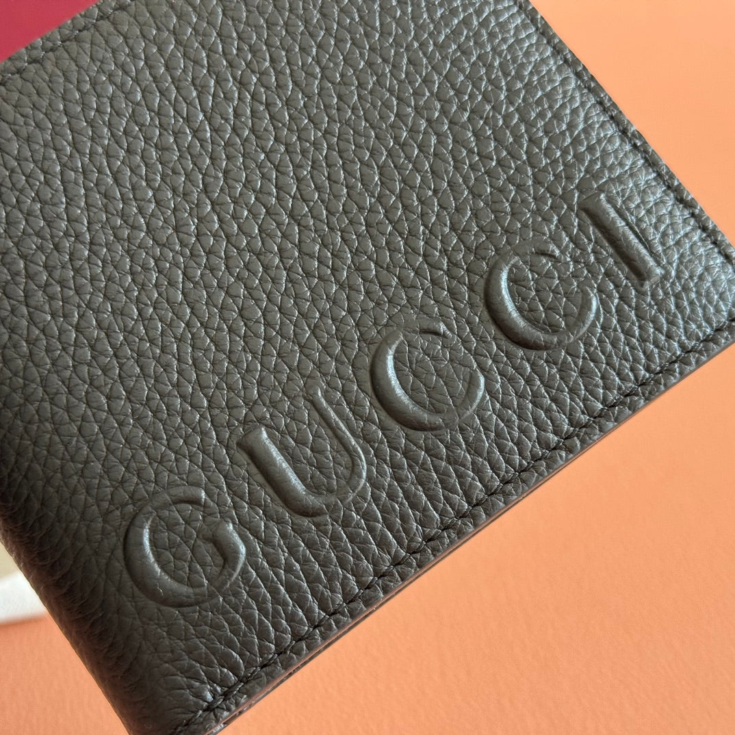 GG Bi-Fold Wallet With Logo Black Grain Cowhide