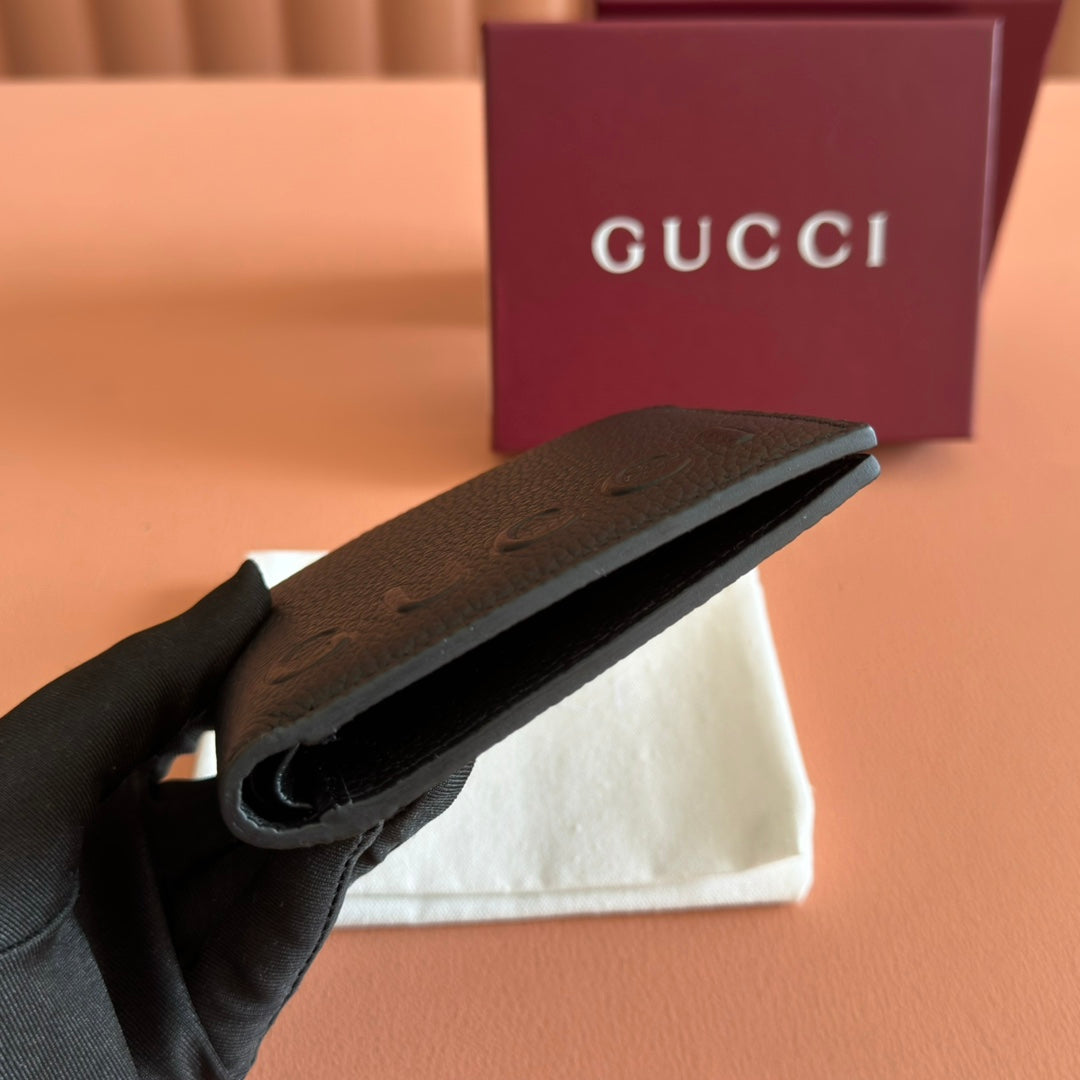GG Bi-Fold Wallet With Logo Black Grain Cowhide