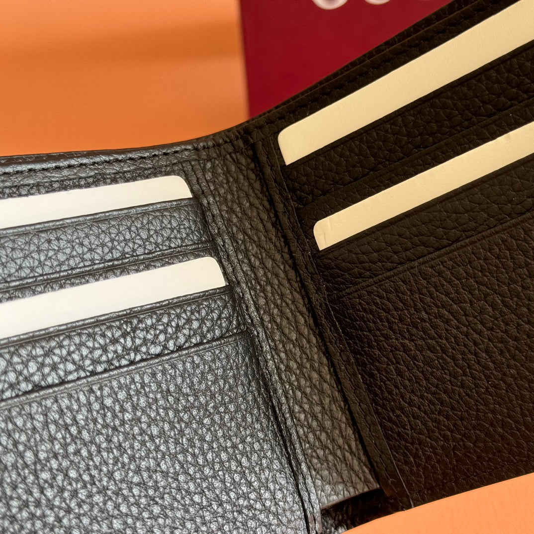 GG Bi-Fold Wallet With Logo Black Grain Cowhide