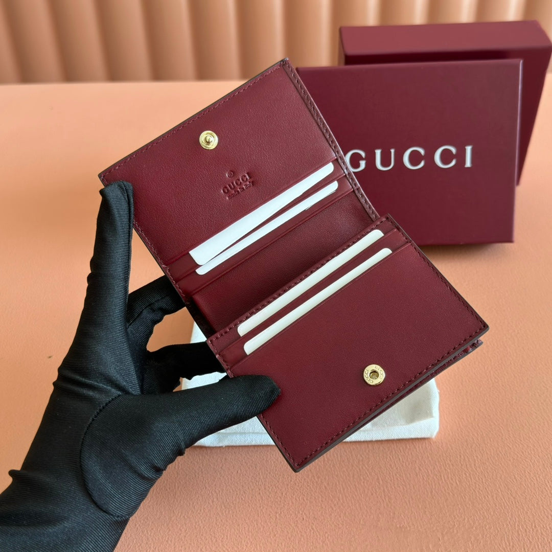GG Emblem Small Wallet Burgundy Cowhide
