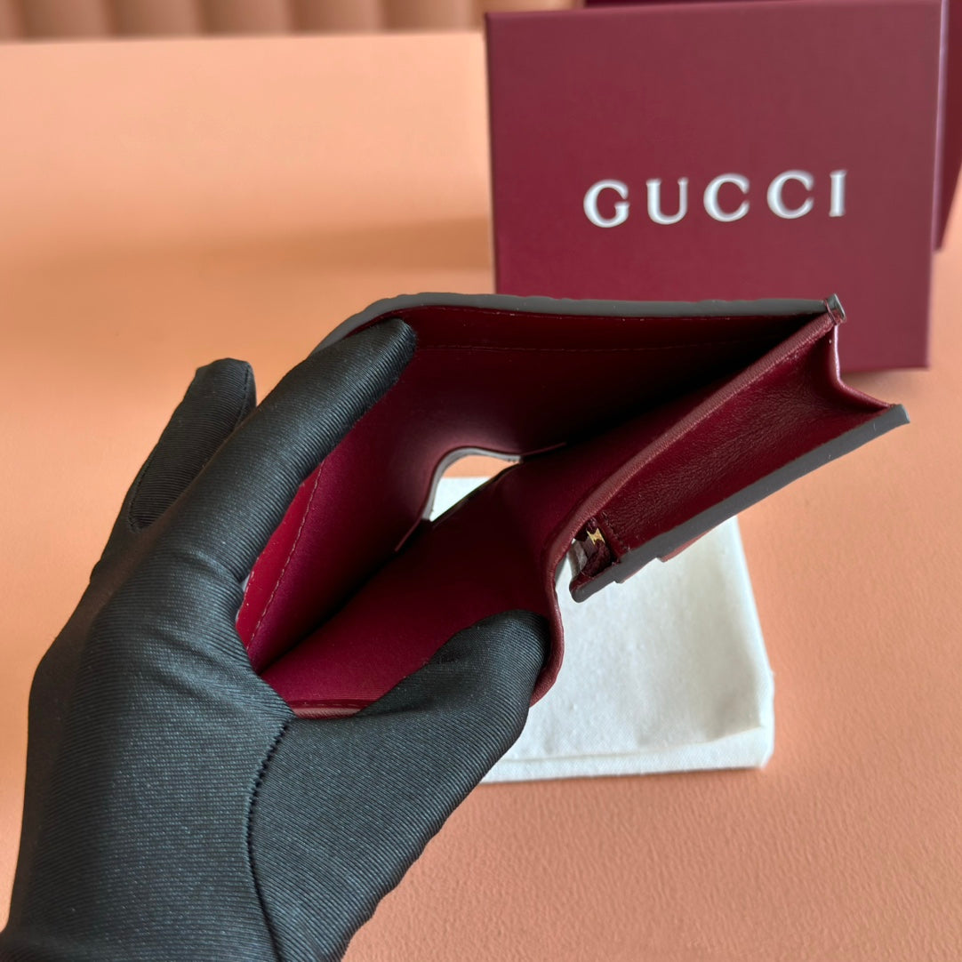 GG Emblem Small Wallet Burgundy Cowhide