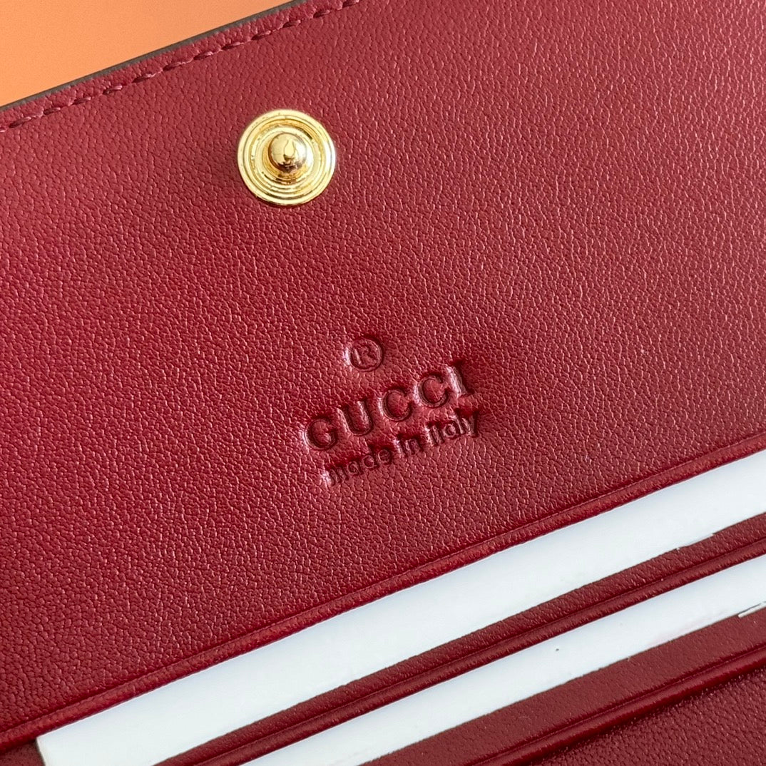 GG Emblem Small Wallet Burgundy Cowhide