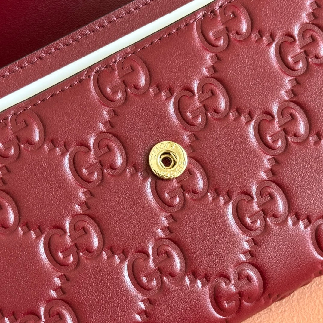 GG Emblem Continental Wallet Burgundy Cowhide