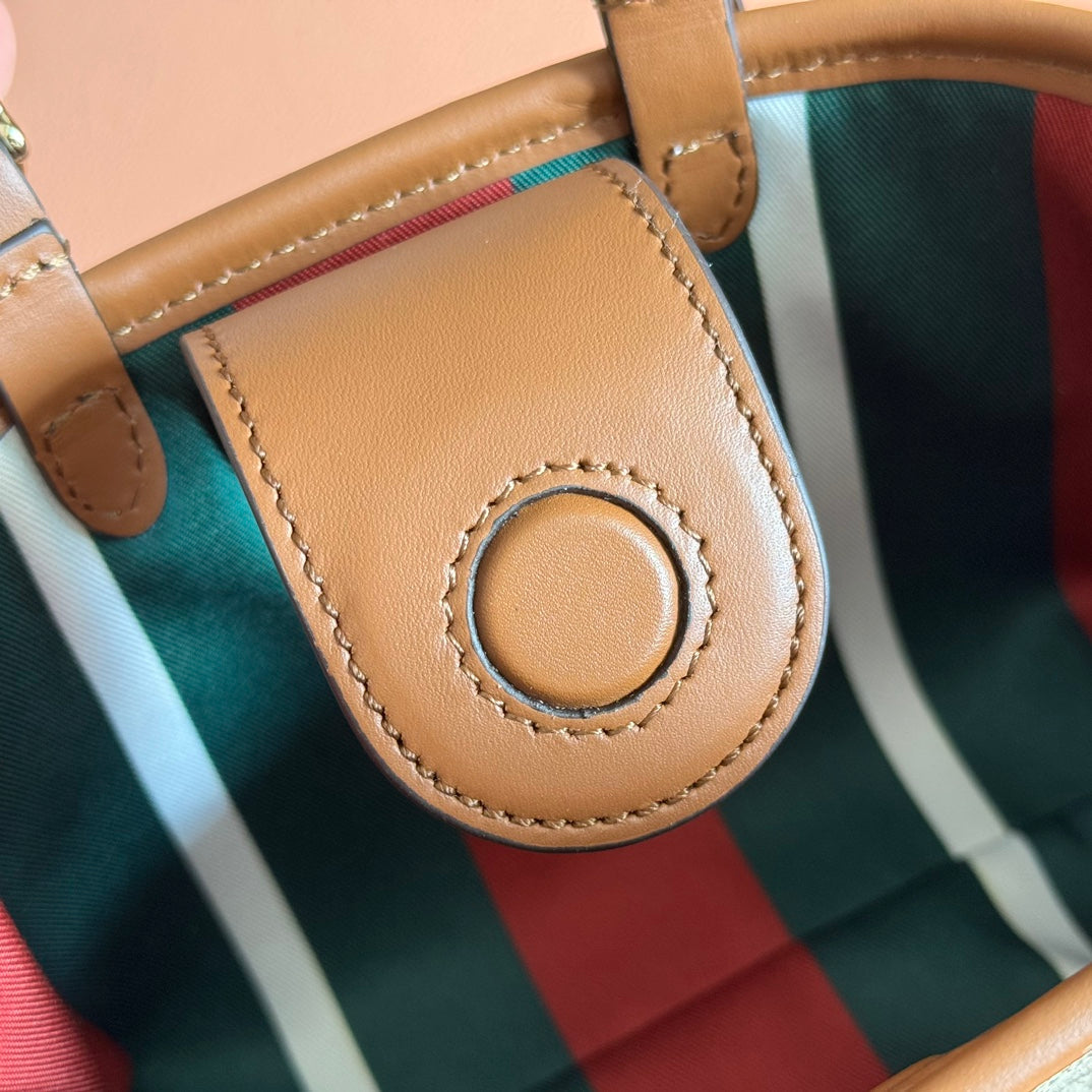 GG Emblem Mini Bag 17.5 Beige & Brown Fabric