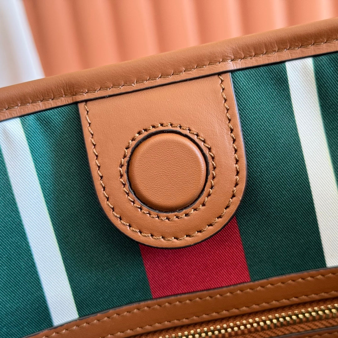 GG Emblem Medium Shoulder Bag 30.5 Beige & Dark Brown Fabric