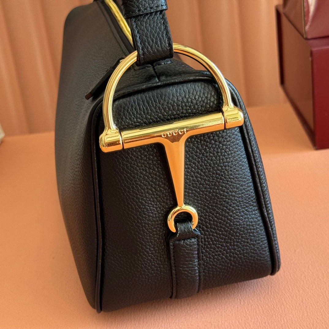 Gucci Half Horsebit Mini Bag 31.5 Black Grain Cowhide 273165