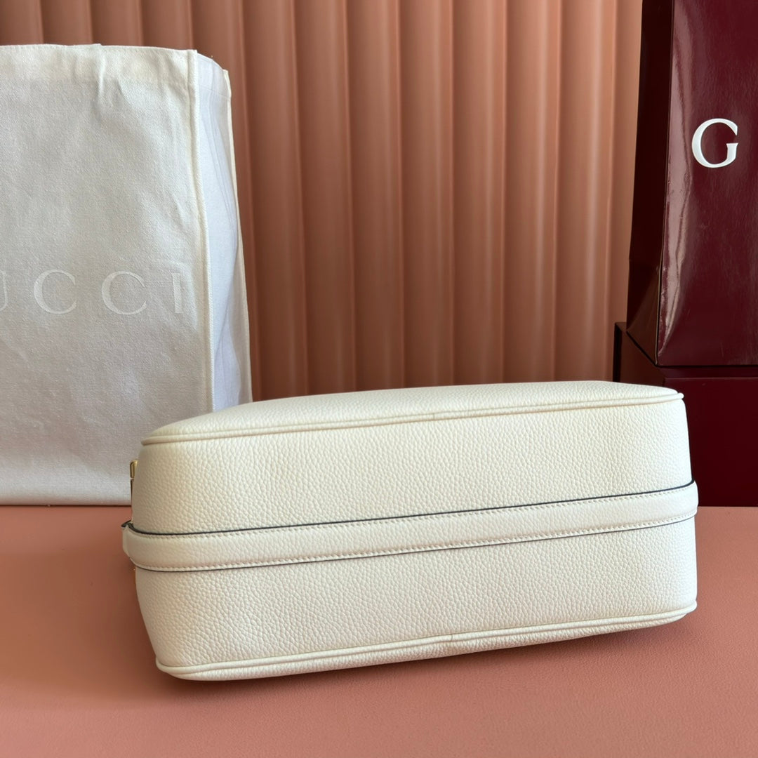 Gucci Half Horsebit Mini Bag 31.5 White Grain Cowhide 273166