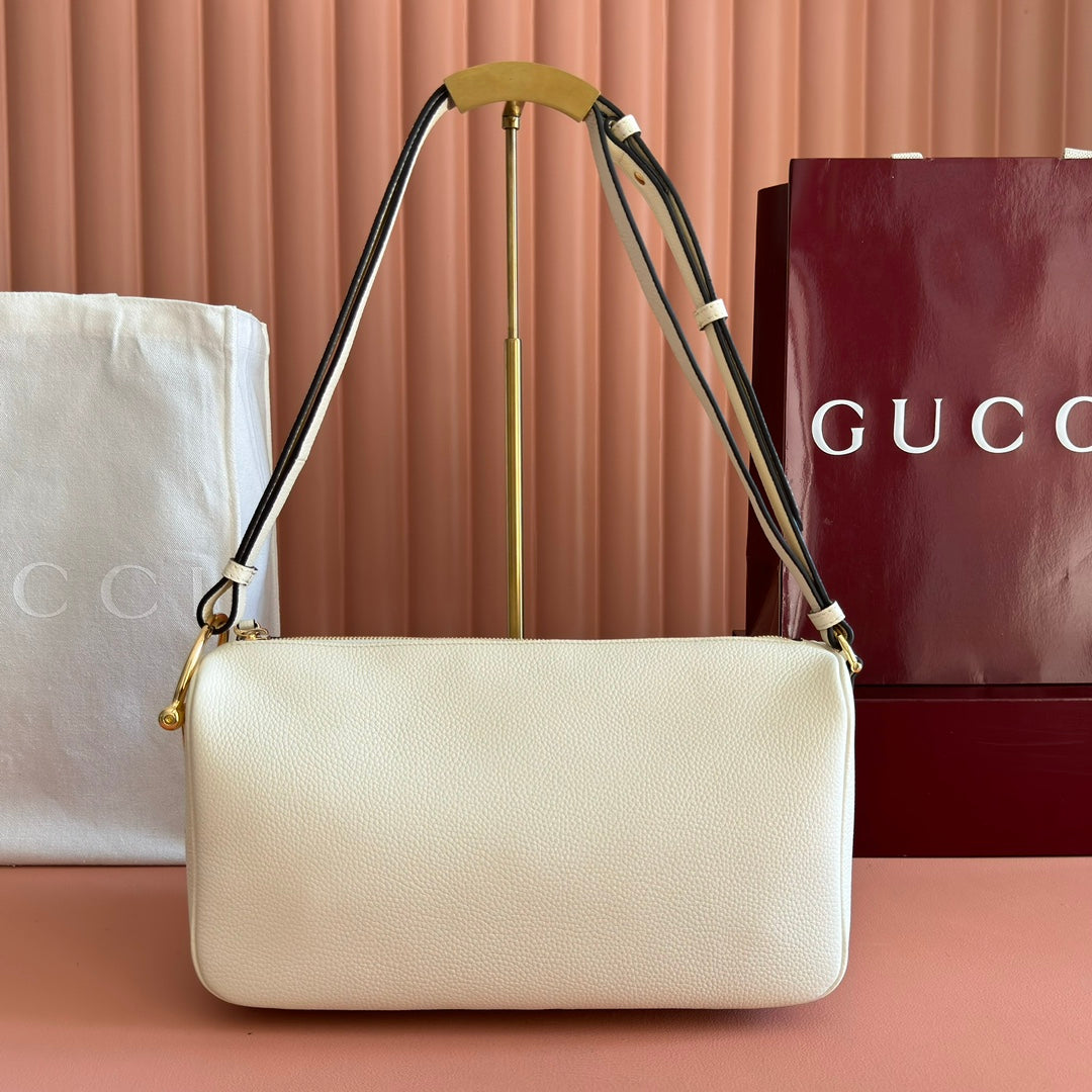 Gucci Half Horsebit Mini Bag 31.5 White Grain Cowhide 273166