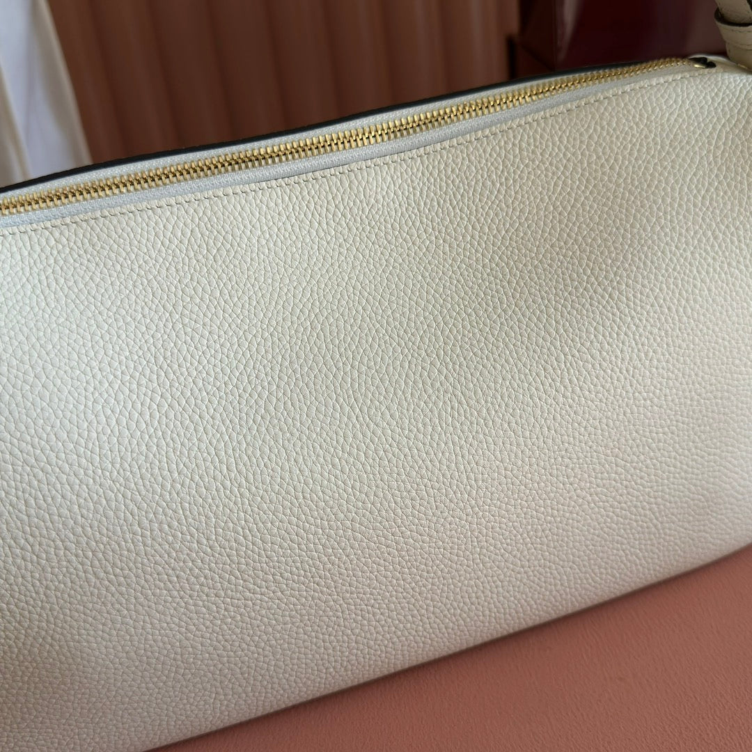 Gucci Half Horsebit Mini Bag 31.5 White Grain Cowhide 273166