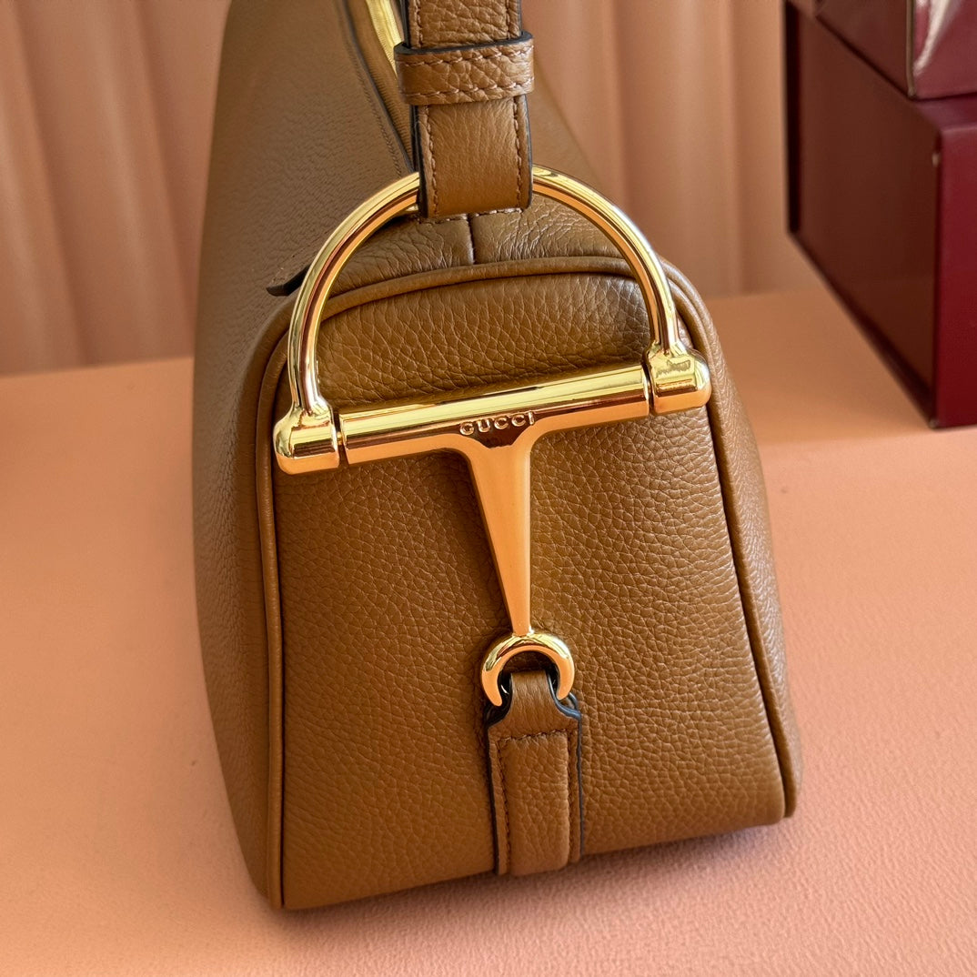 Gucci Half Horsebit Mini Bag 31.5 Brown Grain Cowhide 273167