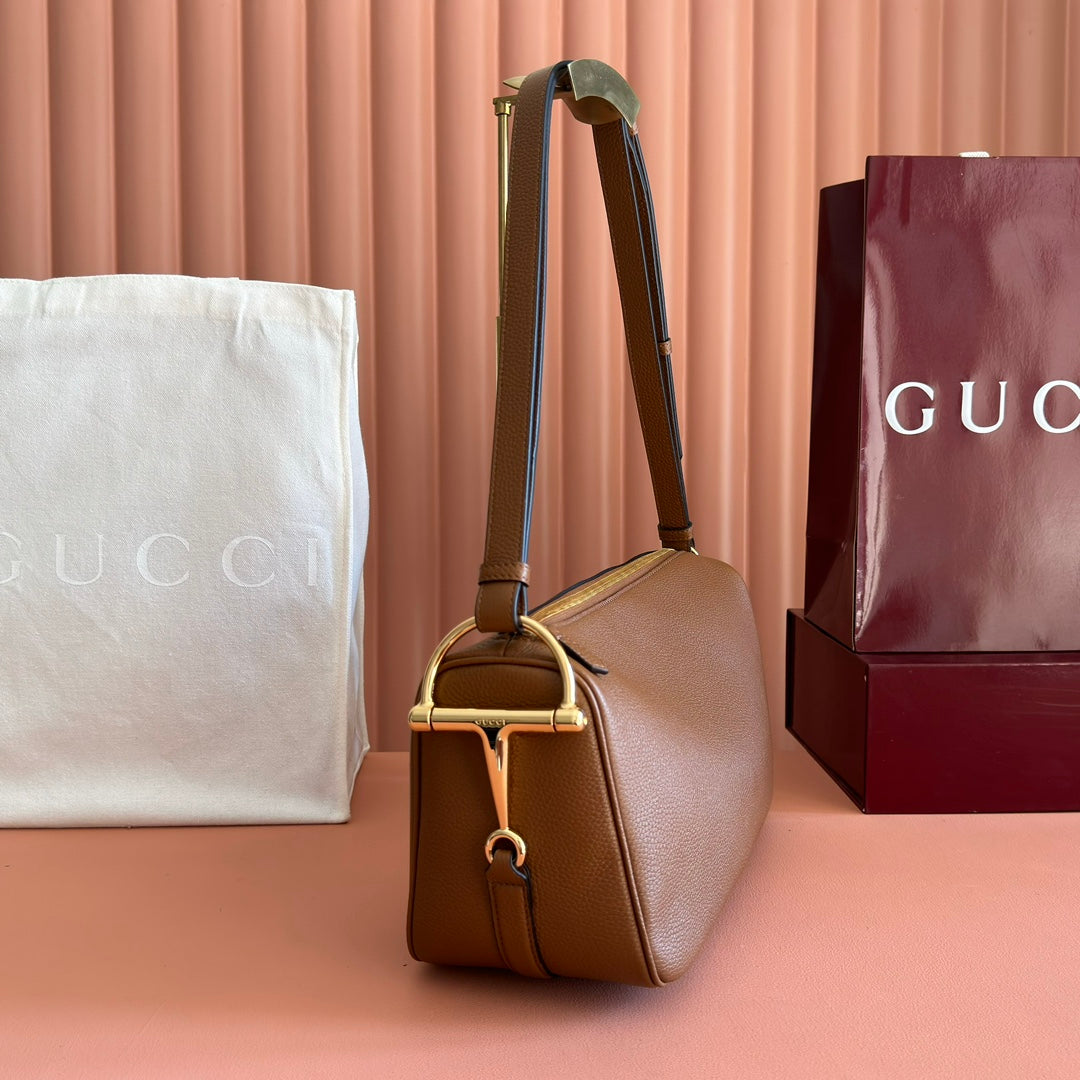 Gucci Half Horsebit Mini Bag 31.5 Brown Grain Cowhide 273167