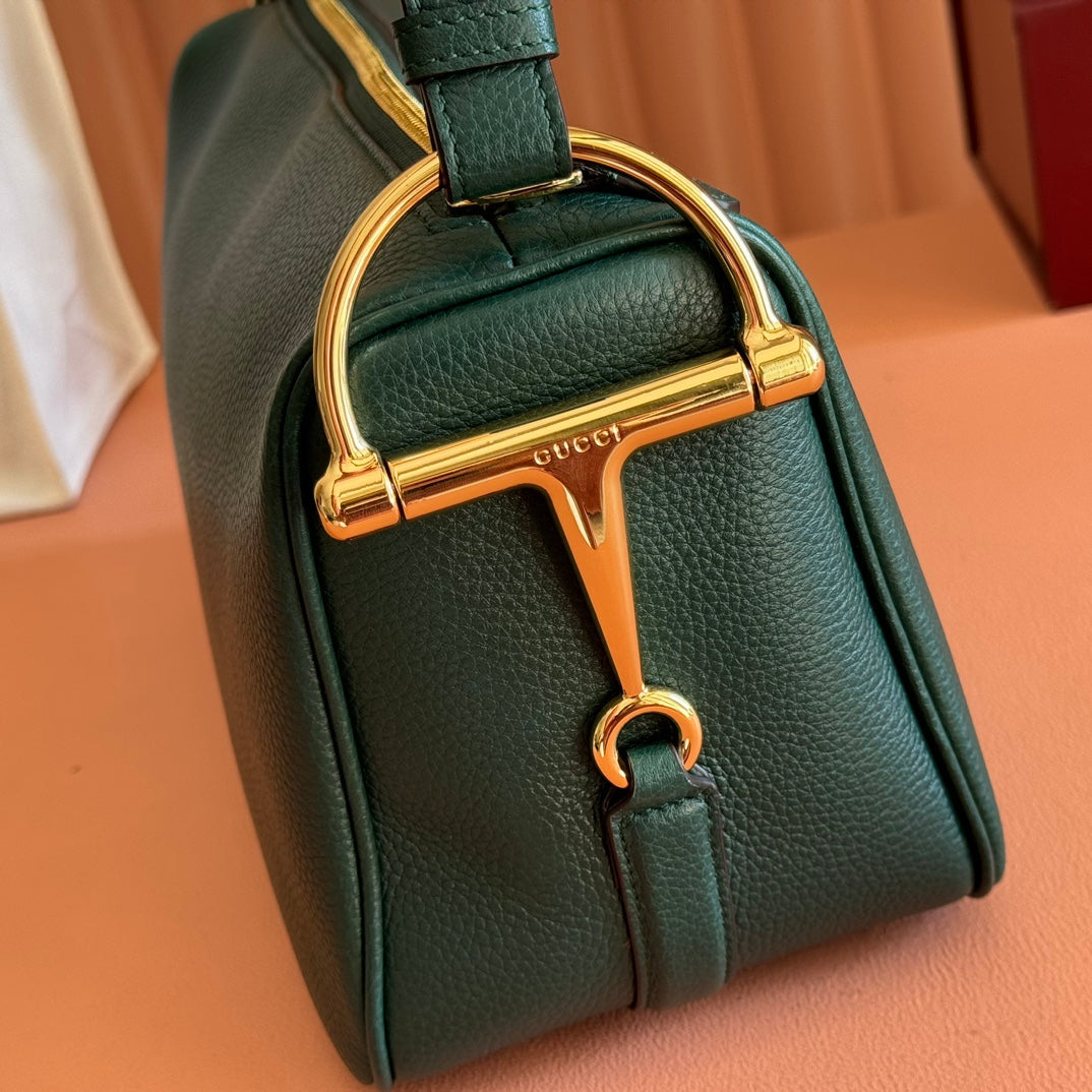 Gucci Half Horsebit Mini Bag 31.5 Steel Teal Grain Cowhide