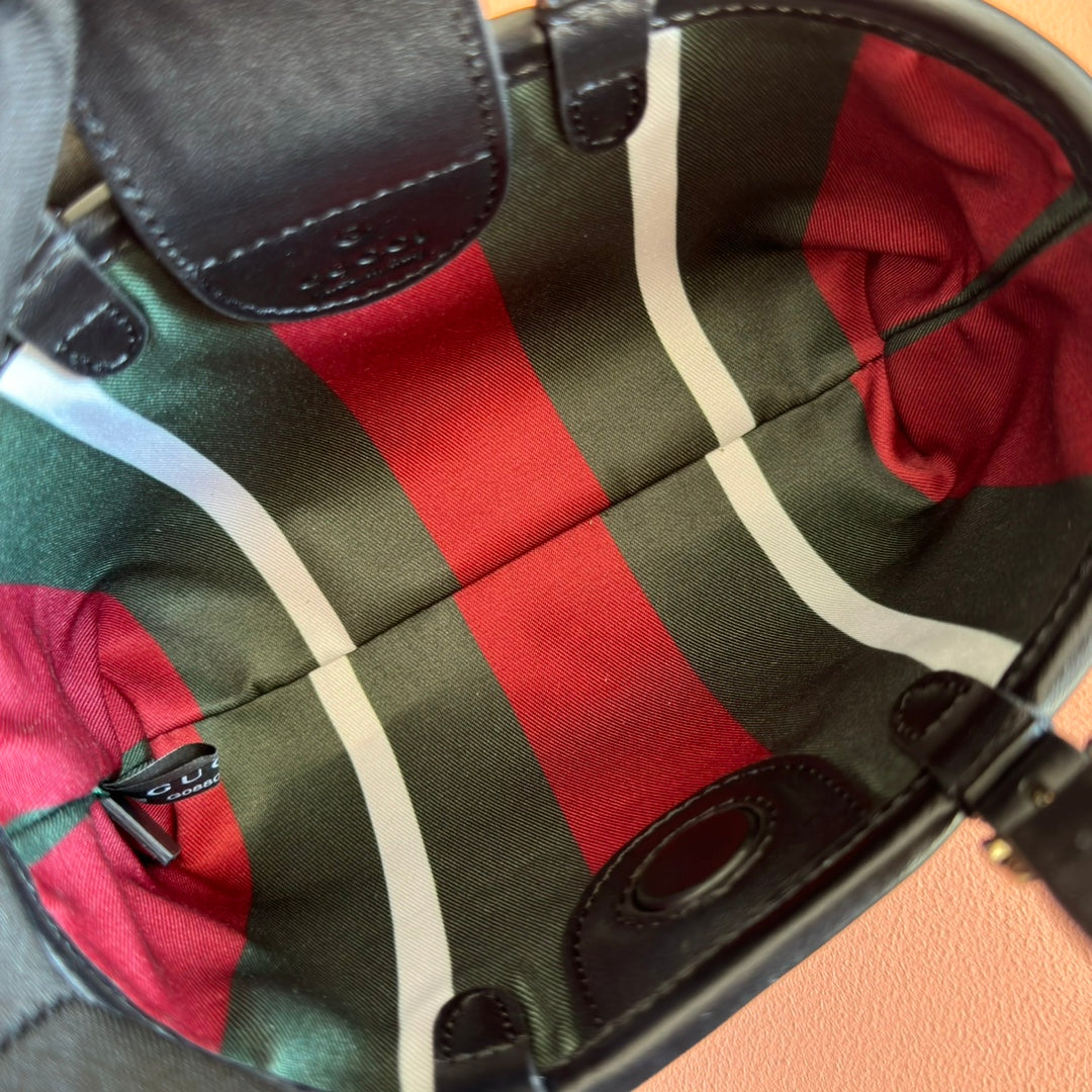 GG Emblem Mini Bag 17.5 Beige & Black Fabric