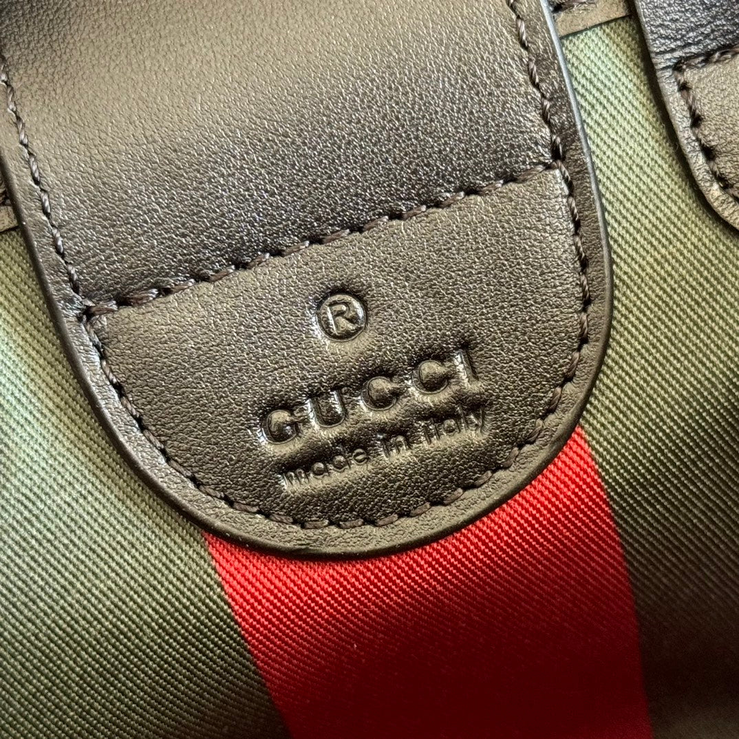 GG Emblem Mini Bag 17.5 Beige & Black Fabric