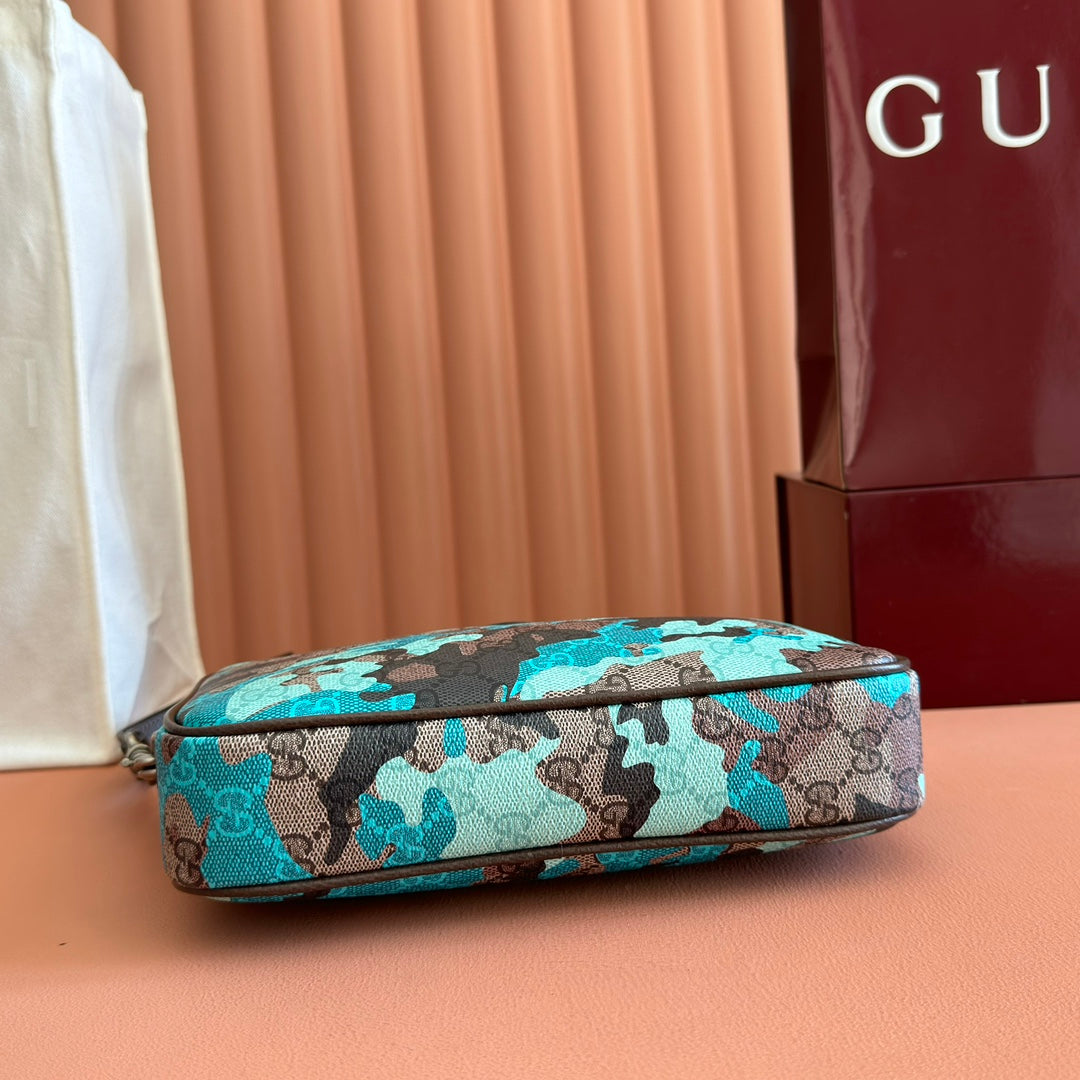 GG Small GG Crossbody Bag Blue & Light Blue Monogram Fabric 273196