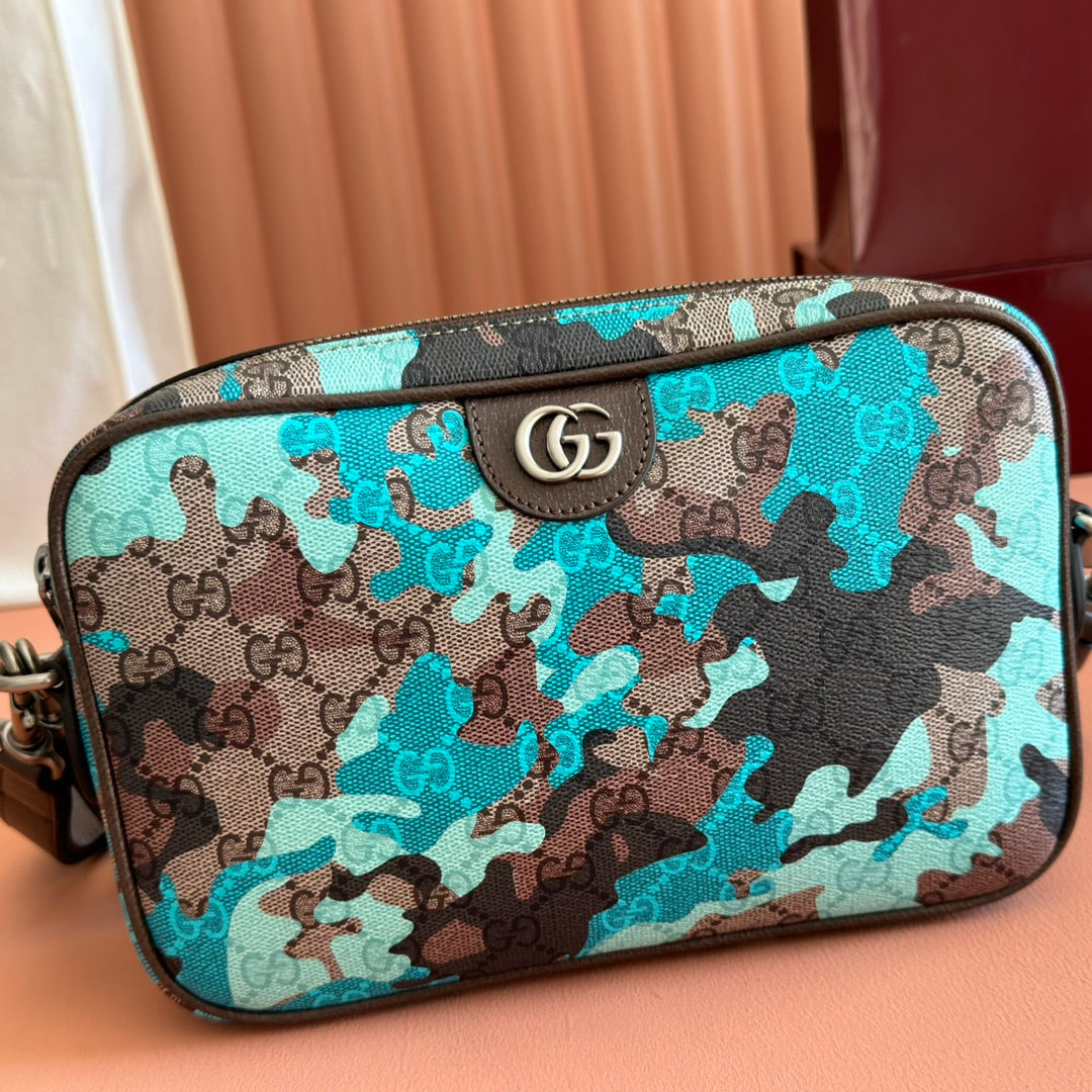 GG Small GG Crossbody Bag Blue & Light Blue Monogram Fabric 273196